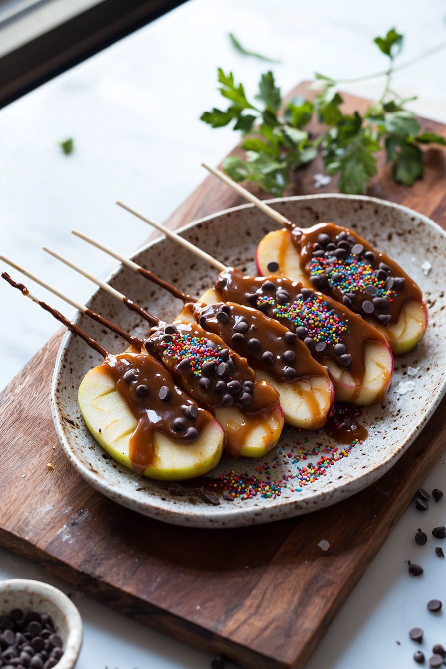 Chocolate Covered Caramel Apple Slices