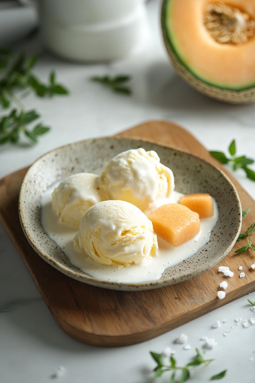 Hausgemachtes Cantaloupe-Eis