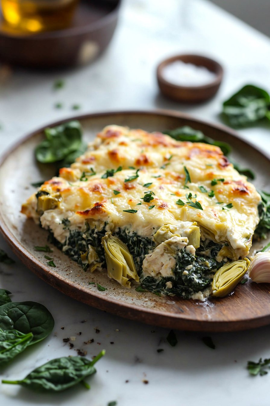 Spinat-Artischocken-Hühnchen-Auflauf