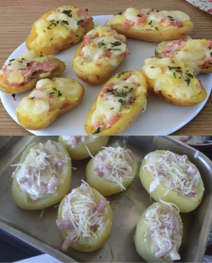 Patate ripiene con prosciutto e raclette
