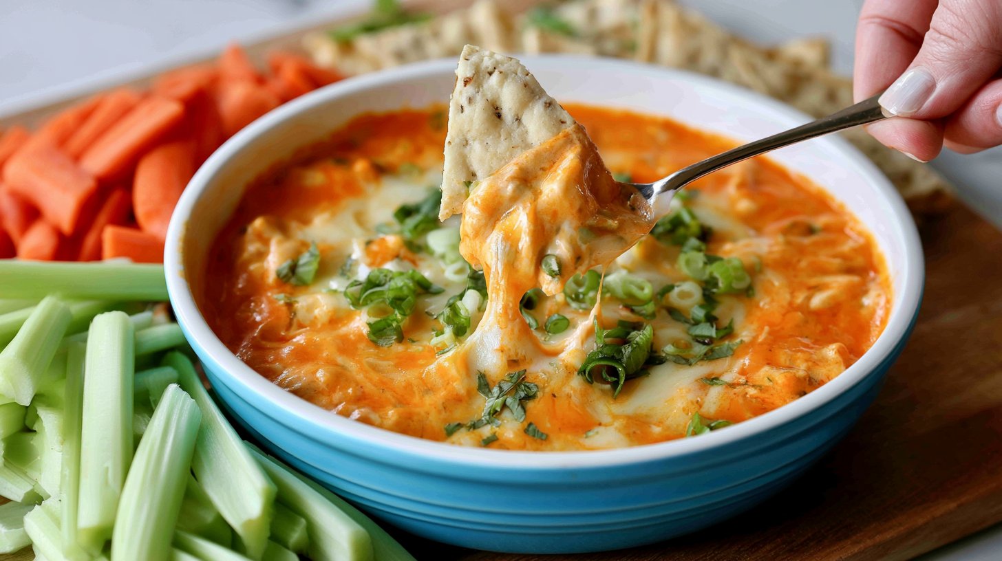Buffalo Chicken Dip with Greek Yogurt and Cottage Cheese