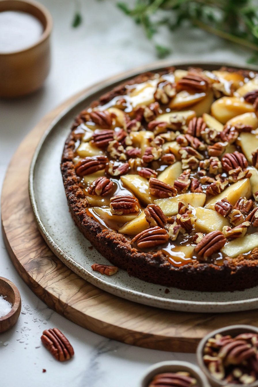 Apfel-Pekannuss-Kuchen mit Karamellglasur