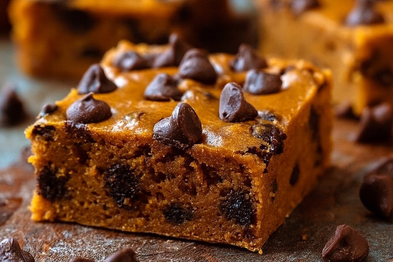 Fudgy Pumpkin Chocolate Chip Bars