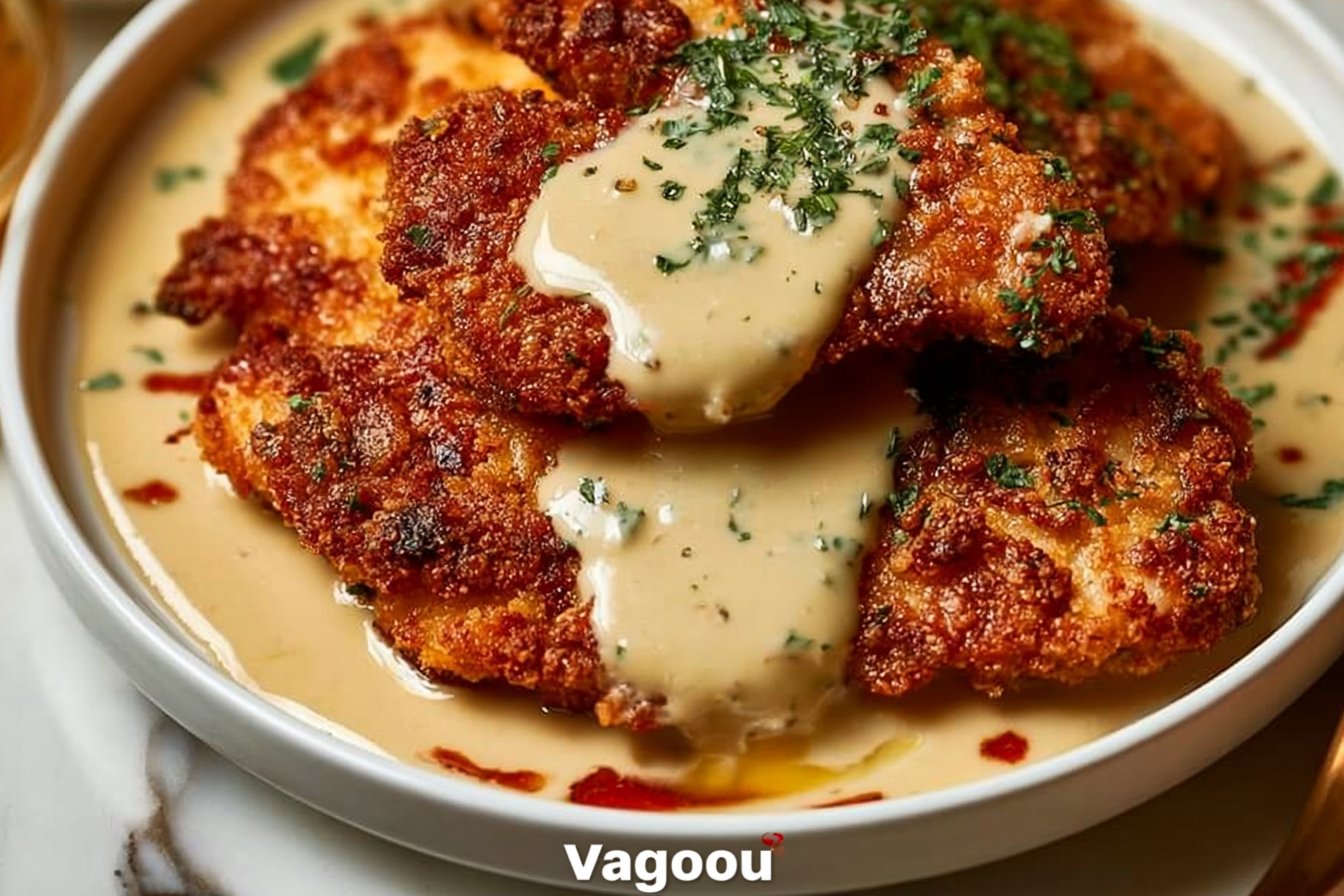 Crispy Parmesan Chicken Recipe 2 Crispy Parmesan Chicken with Creamy Garlic Sauce