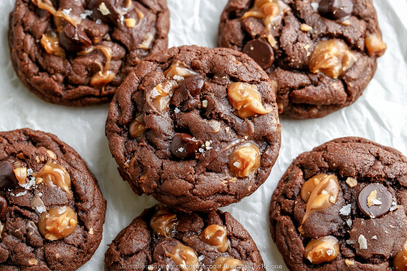 Double Chocolate Salted Caramel Cookies