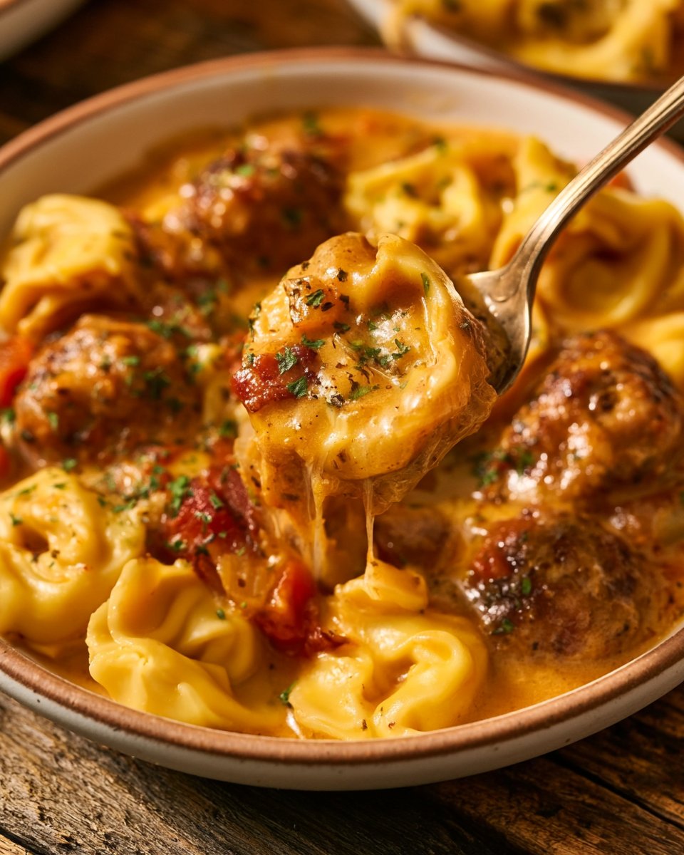 Crock Pot Meatballs and Tortellini