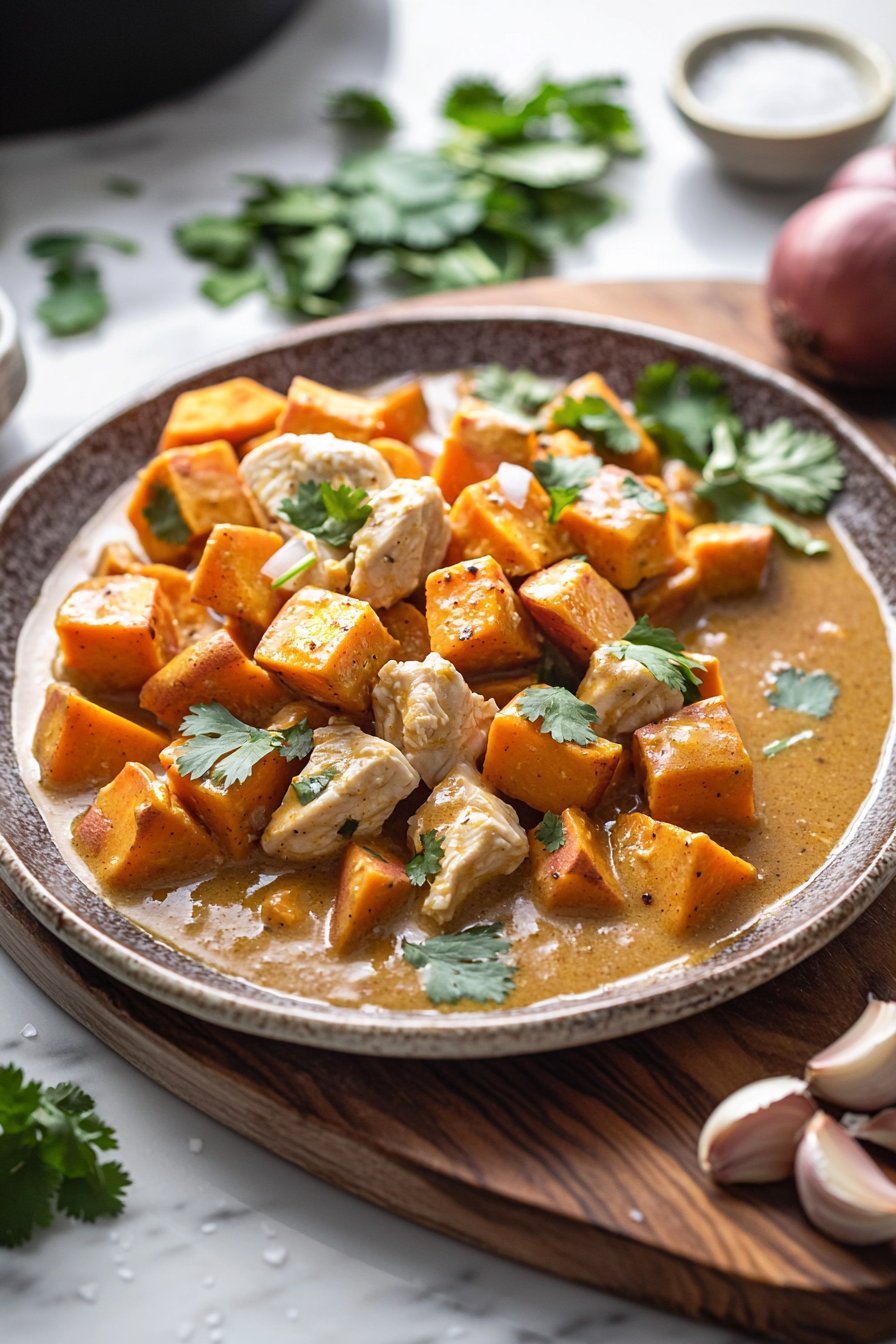 Langsam gekochtes Süßkartoffel-Hühnchen-Curry