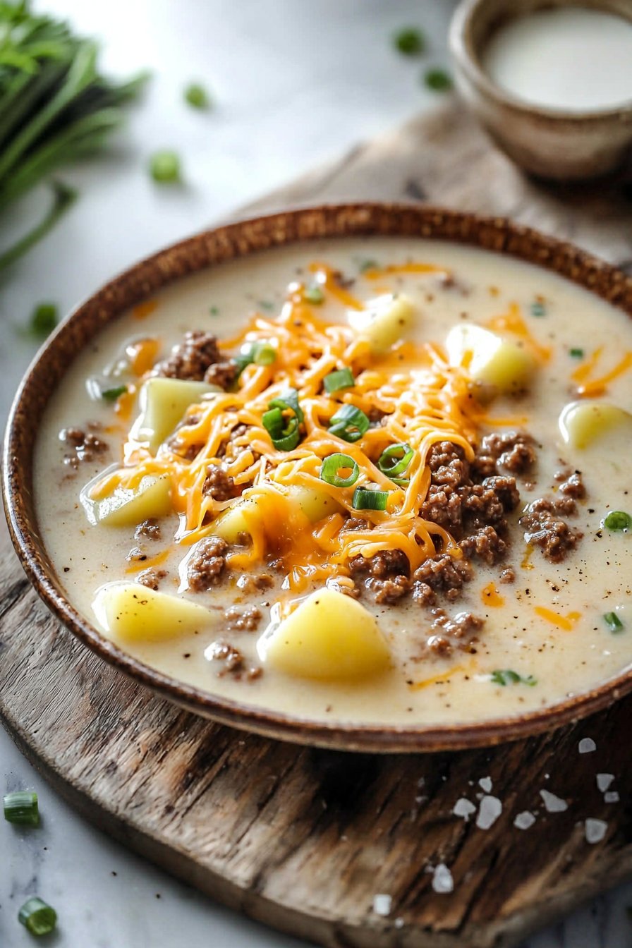 Cheesy Beef and Potato Soup
