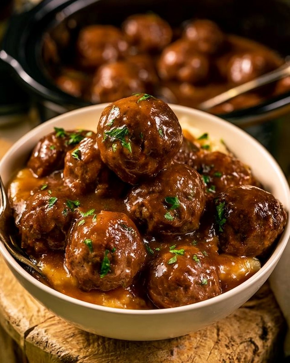 Easy-to-make Crockpot Meatballs & Gravy