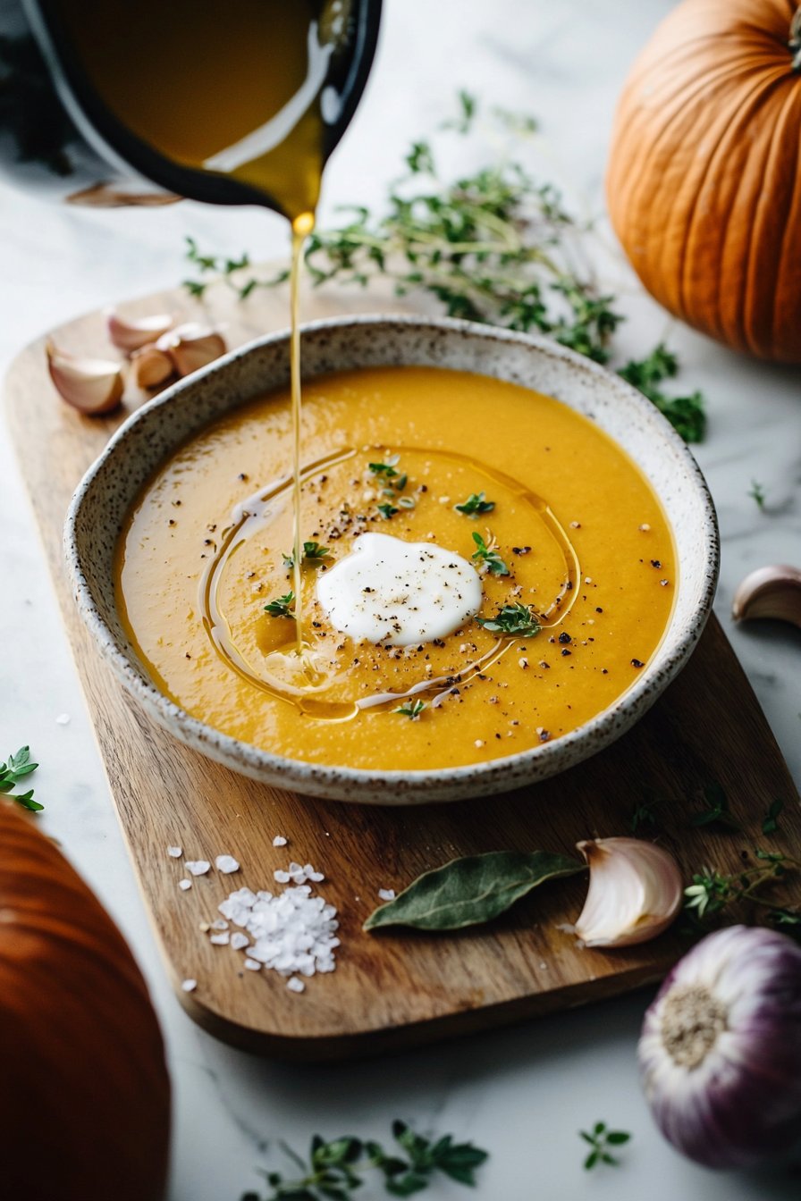 Einfache geröstete Kürbissuppe