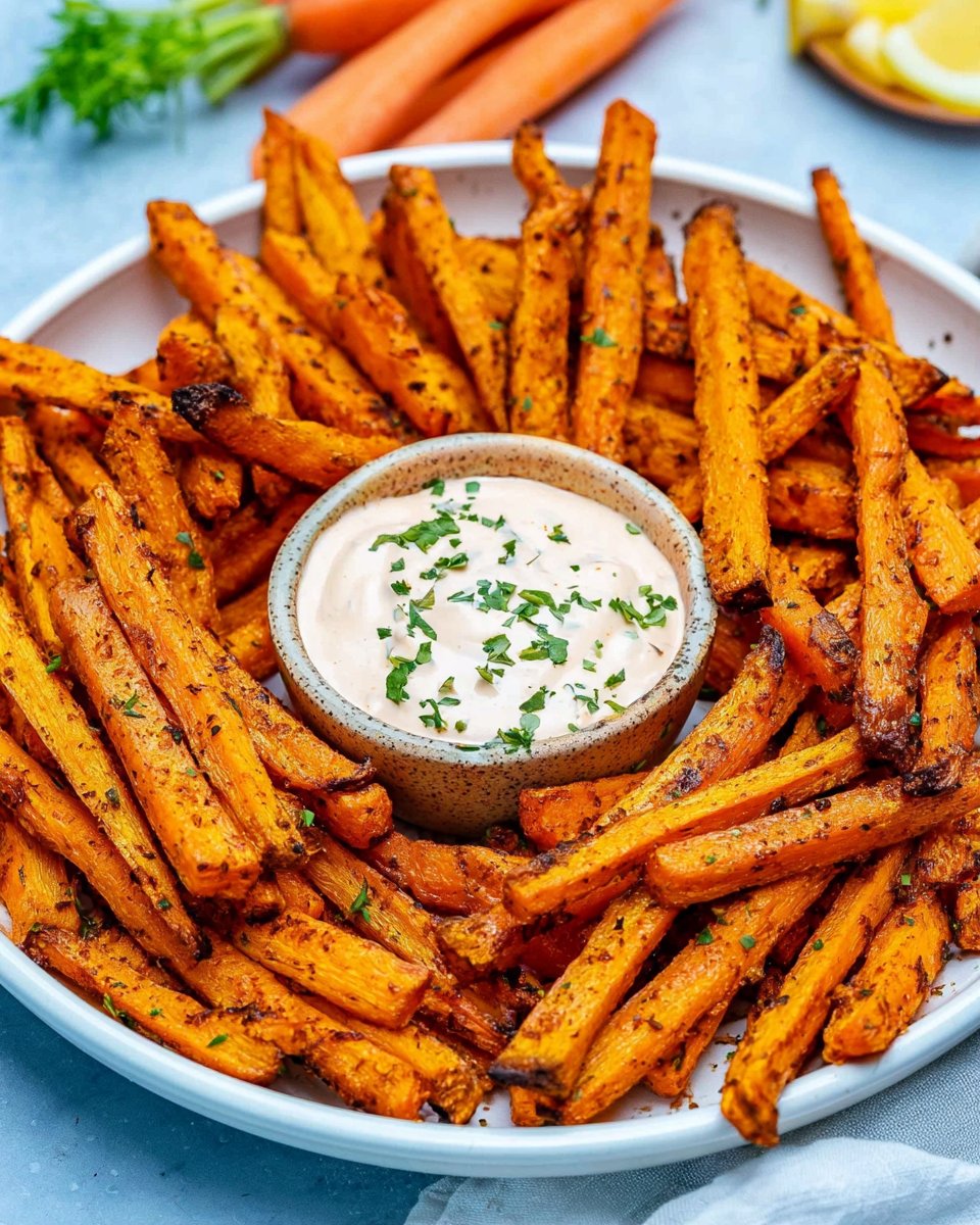 Savory Carrot Fries + Creamy Chipotle Dip