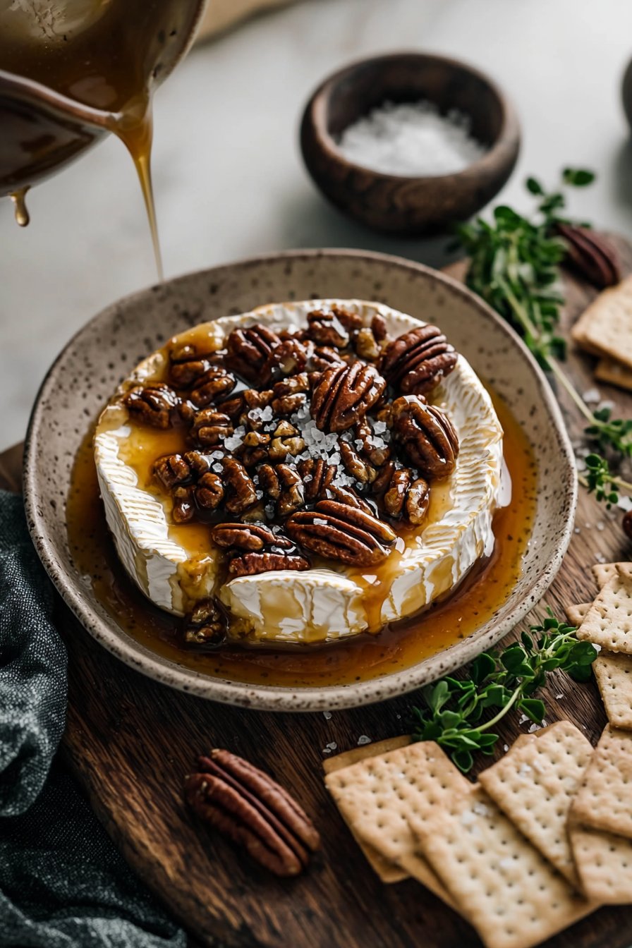 Baked Brie with Salted Caramel Pecans