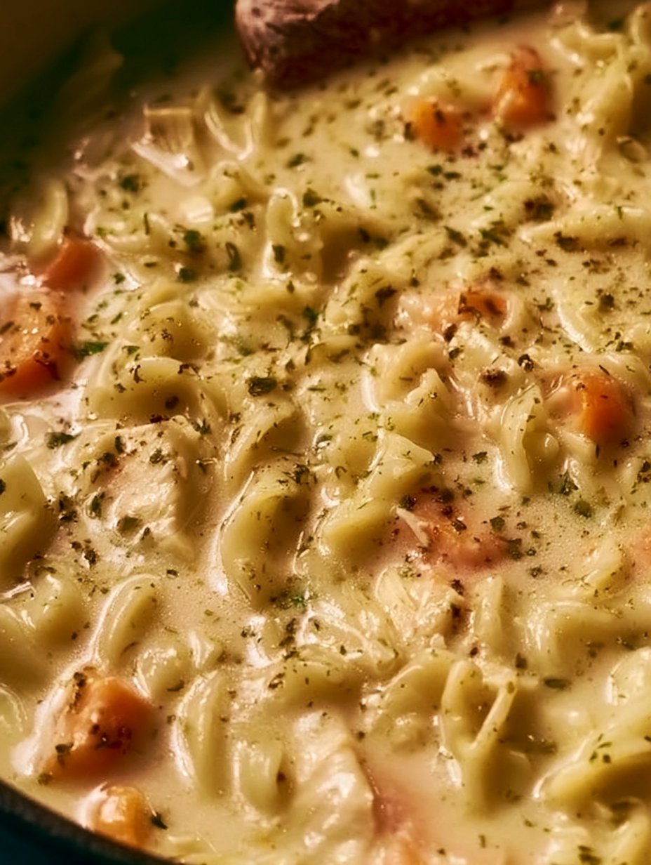 Sopa de Fideos con Pollo Cremosa: El Confort Acogedor que Deseas