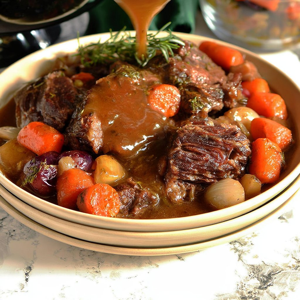 Slow Cooker Rosemary Pot Roast with Carrots & Gravy