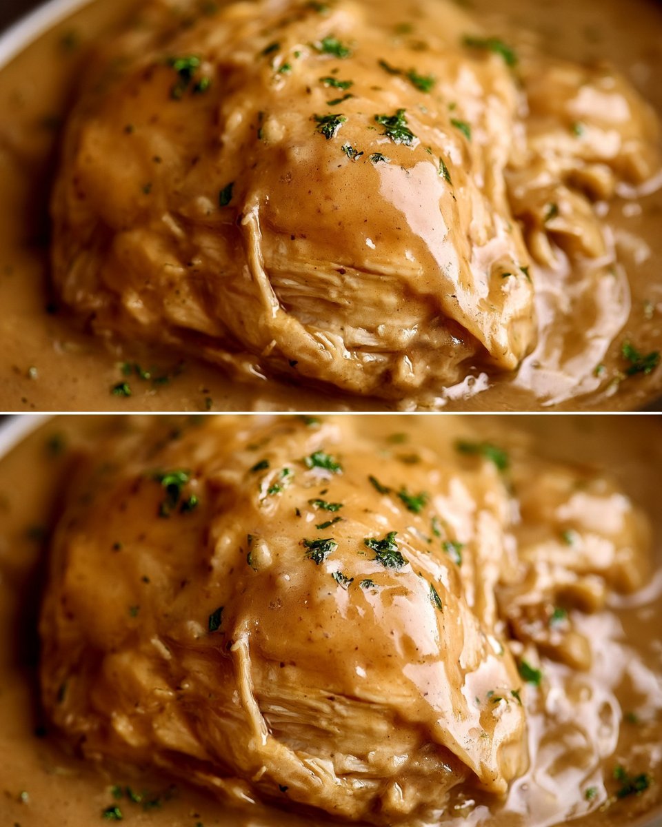 Easy Crockpot Chicken with Creamy Gravy
