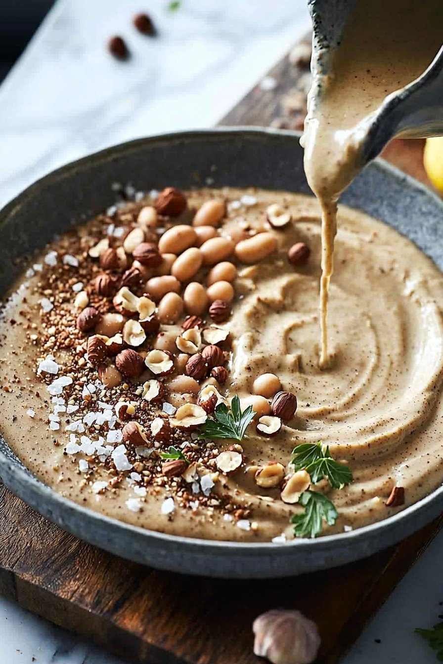 Bean cream with hazelnut sprinkle