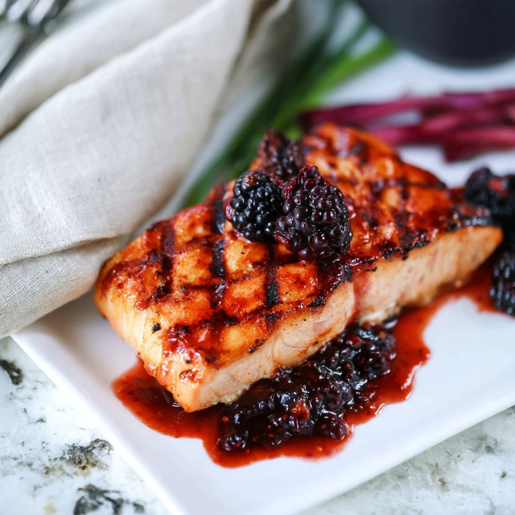 Grilled Salmon with Blackberry Sauce