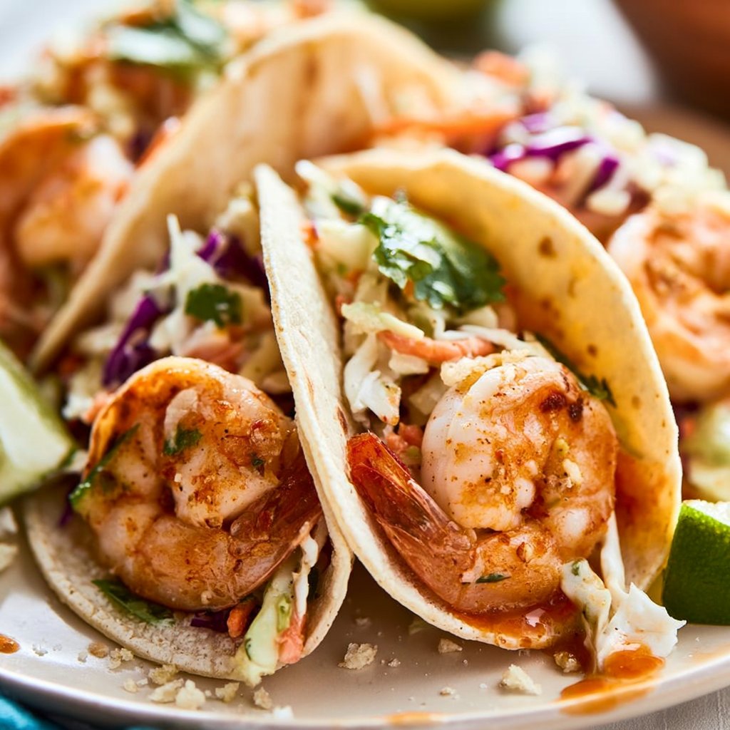 Shrimp Tacos with Cilantro Lime Slaw