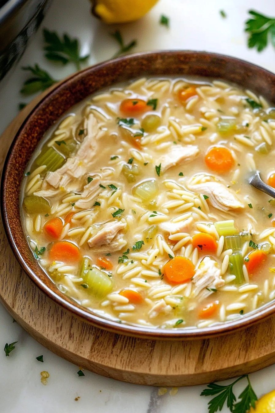 Lemon Chicken Orzo Soup