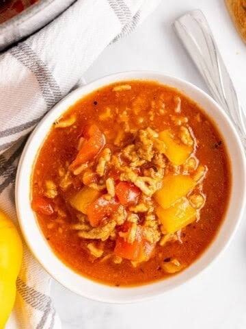 Healthy Ground Turkey Stuffed Pepper Soup