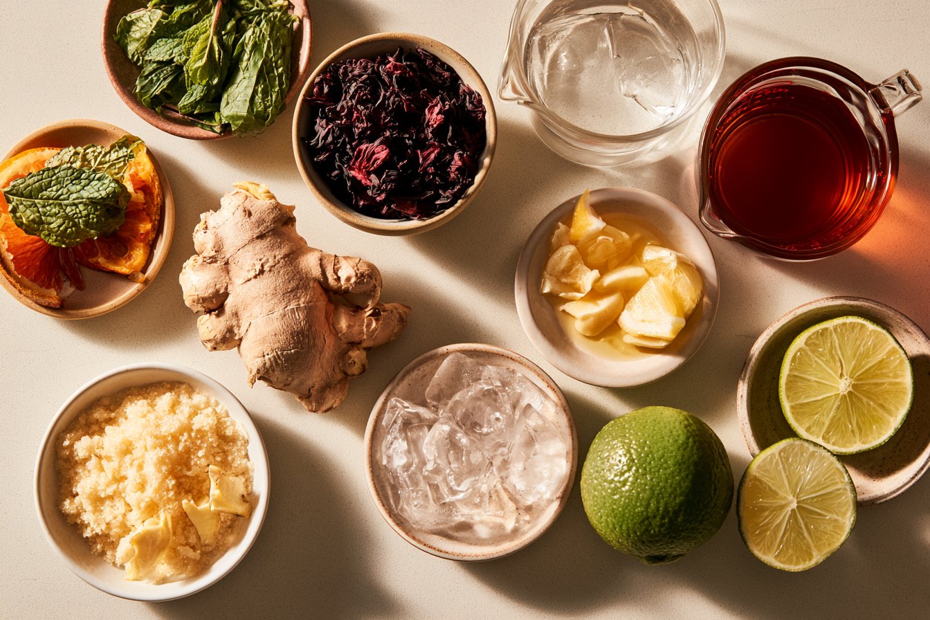 Homemade Hibiscus Ginger Iced Tea