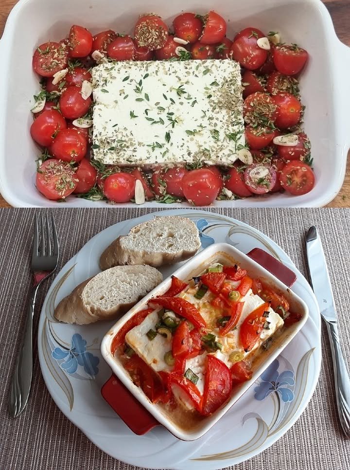 Einfach gebackener Feta mit Kräutern und Tomaten