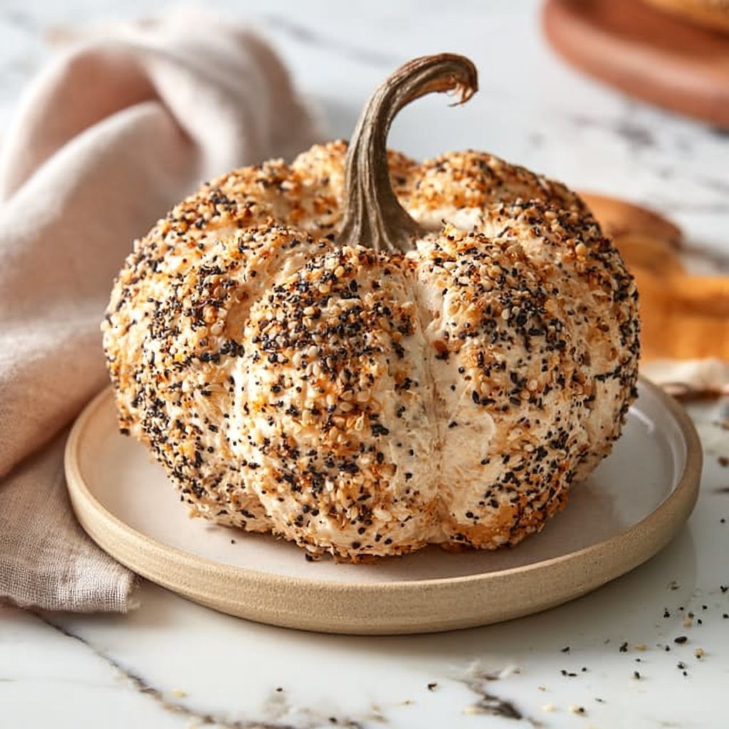 Everything Bagel Pumpkin-Shaped Cream Cheese Ball
