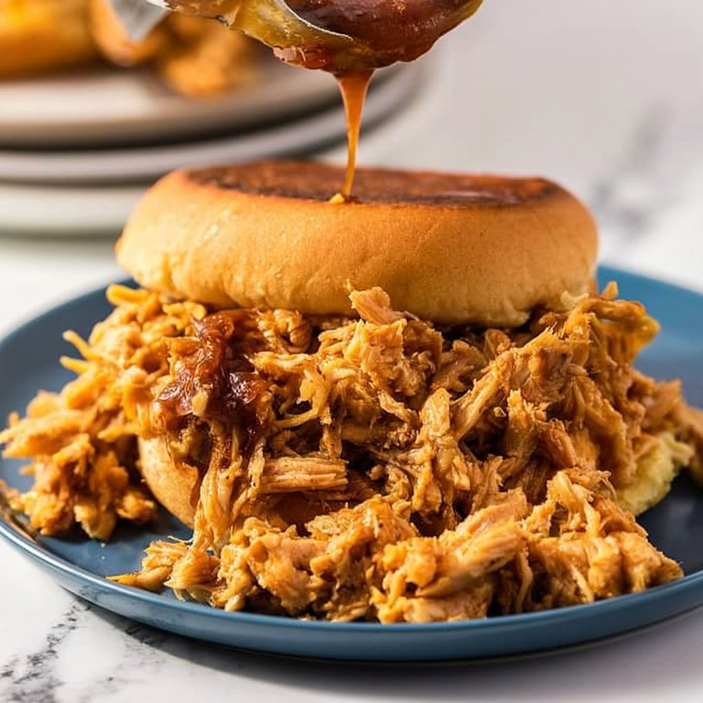 Crockpot Honey Garlic Pulled Chicken Sandwiches