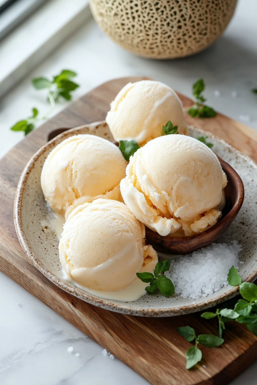 Hausgemachtes Cantaloupe-Eis