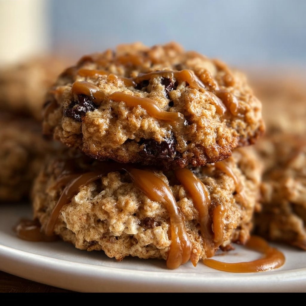 Caramel Stuffed Oatmeal Cookies