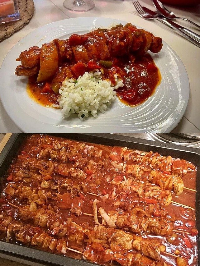 Shashlik mit hausgemachter Sauce