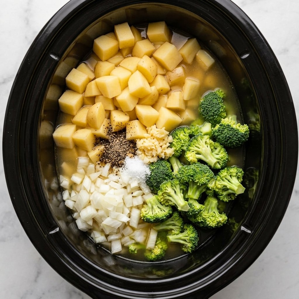 Crockpot Potato Broccoli Cheddar Soup