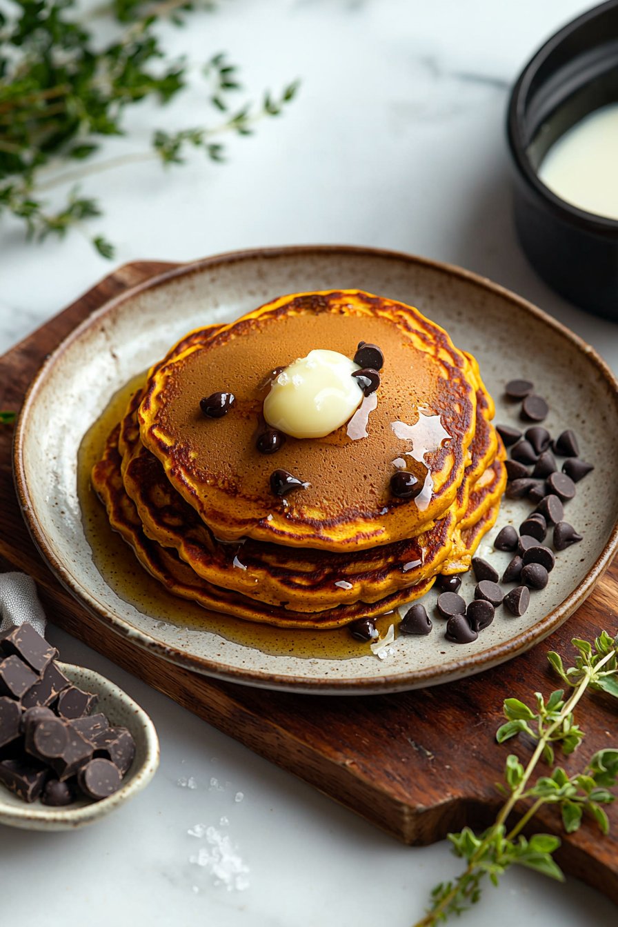Pumpkin Chocolate Chip Pancakes