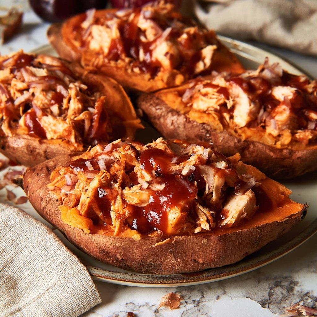 BBQ Chicken Stuffed Sweet Potatoes