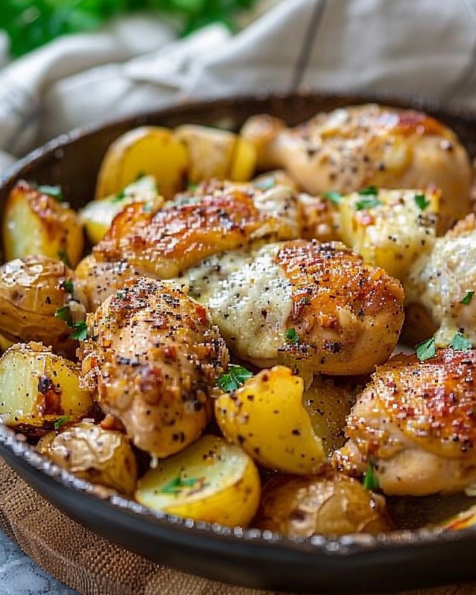Crockpot Garlic Parmesan Chicken and Potatoes