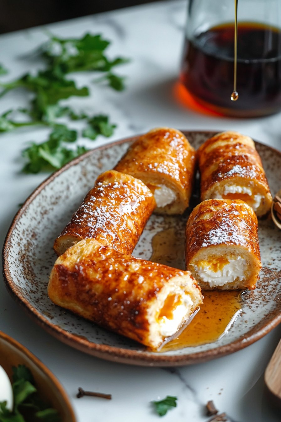 French Toast Roll-Ups translated to German is: Französische Toast-Röllchen