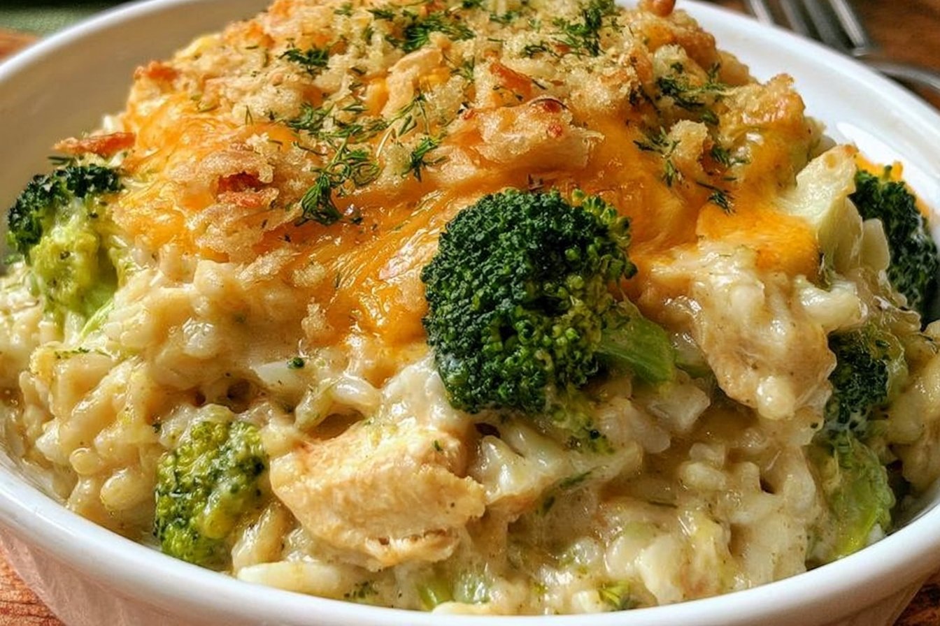 Cheesy Broccoli Chicken and Rice Casserole