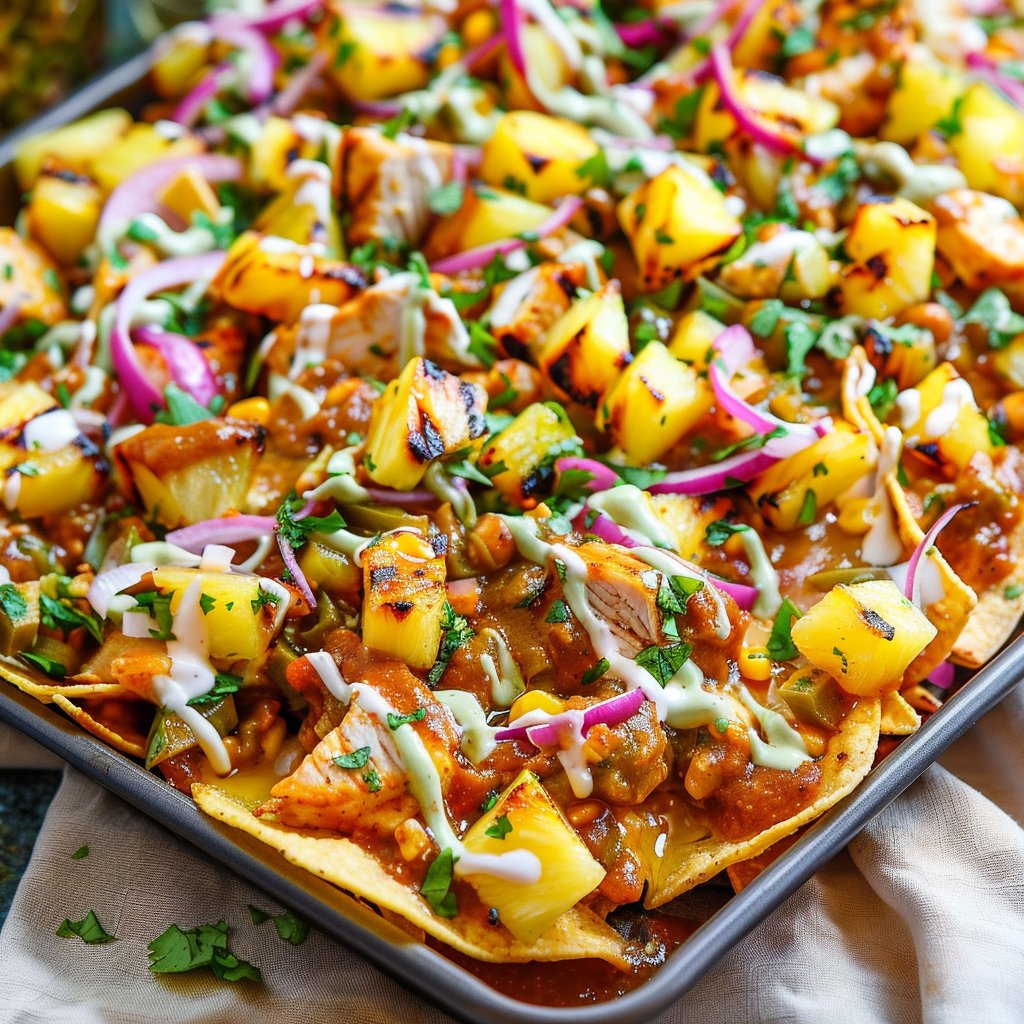 BBQ Chicken and Grilled Pineapple Nachos