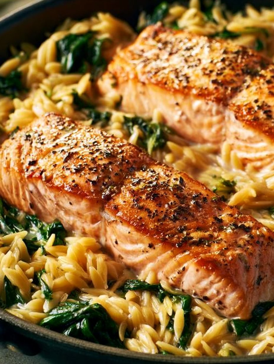 Salmón en una sartén con orégano de limón
