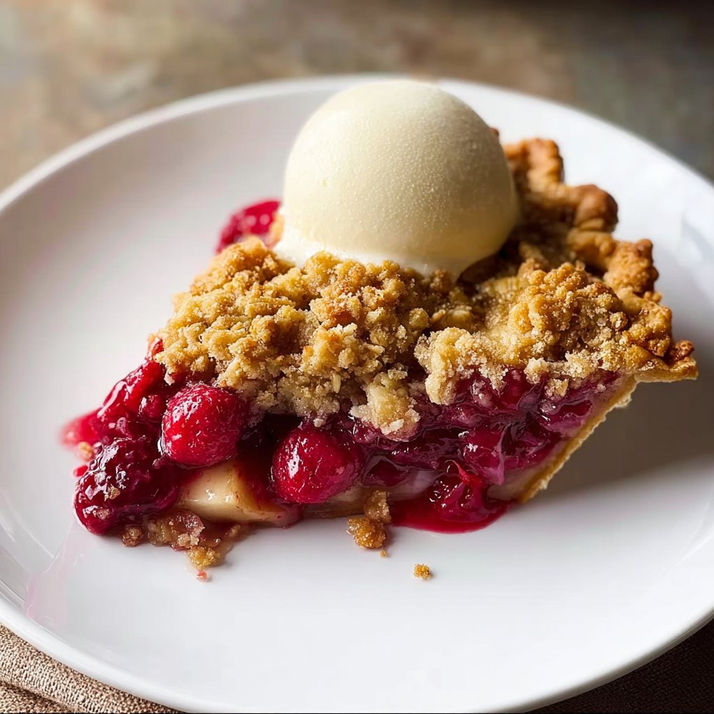Irresistible Apple Raspberry Pie with Crunchy Crumb Topping