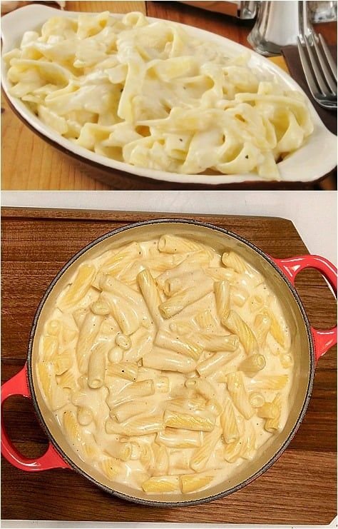 Nudeln in cremiger Knoblauch-Käse-Sauce