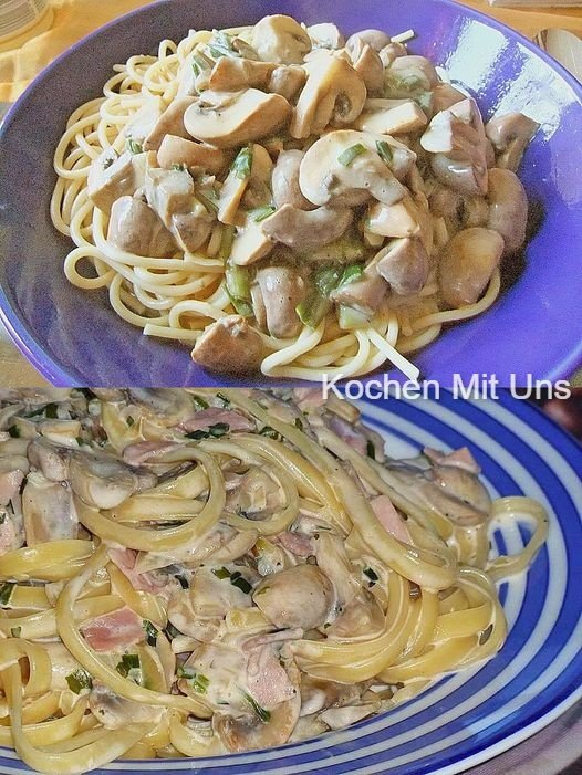 Spaghetti mit Pilz-Parmesan-Sauce