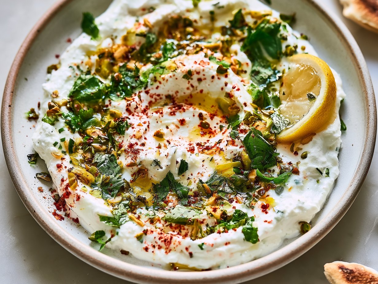 Greek Yogurt Feta Dip with Lemon, Chili & Pistachio