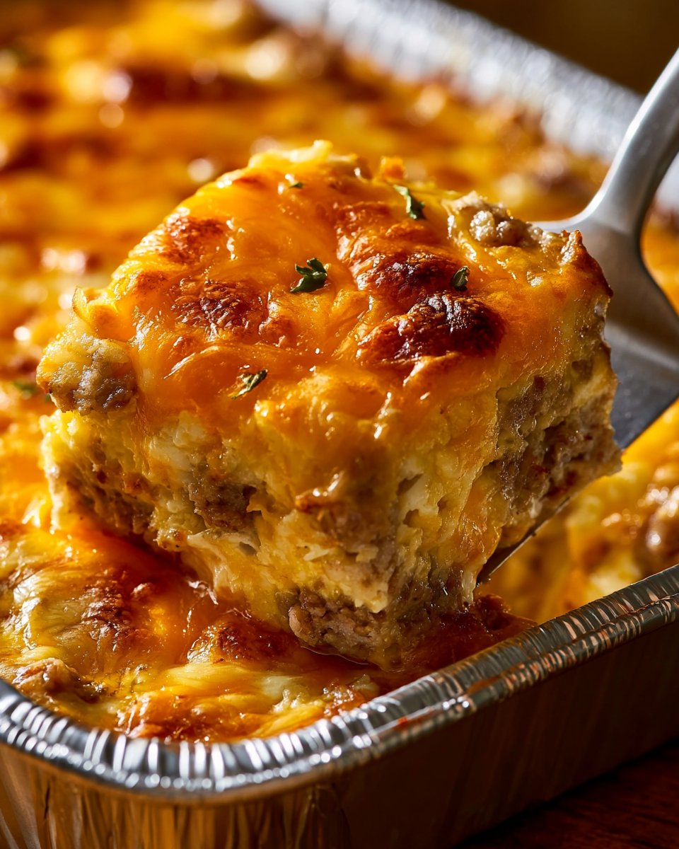 Sausage, Egg, and Cream Cheese Hashbrown Casserole