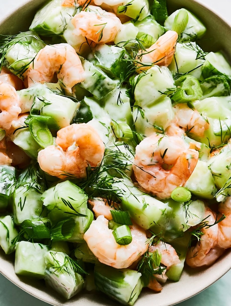 Ensalada de camarones y pepino saludable
