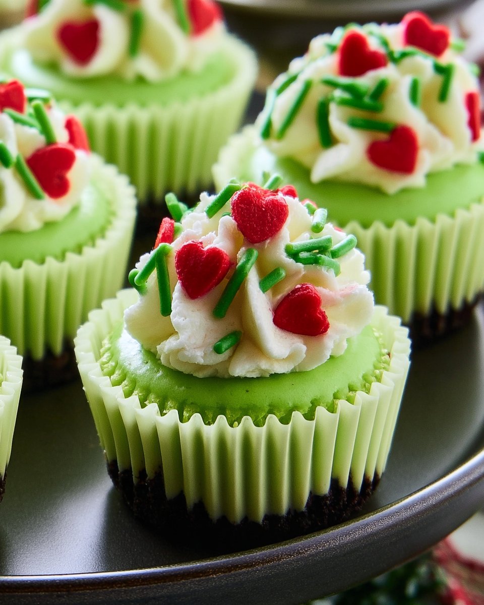 Grinch-Themed Mini Cheesecakes
