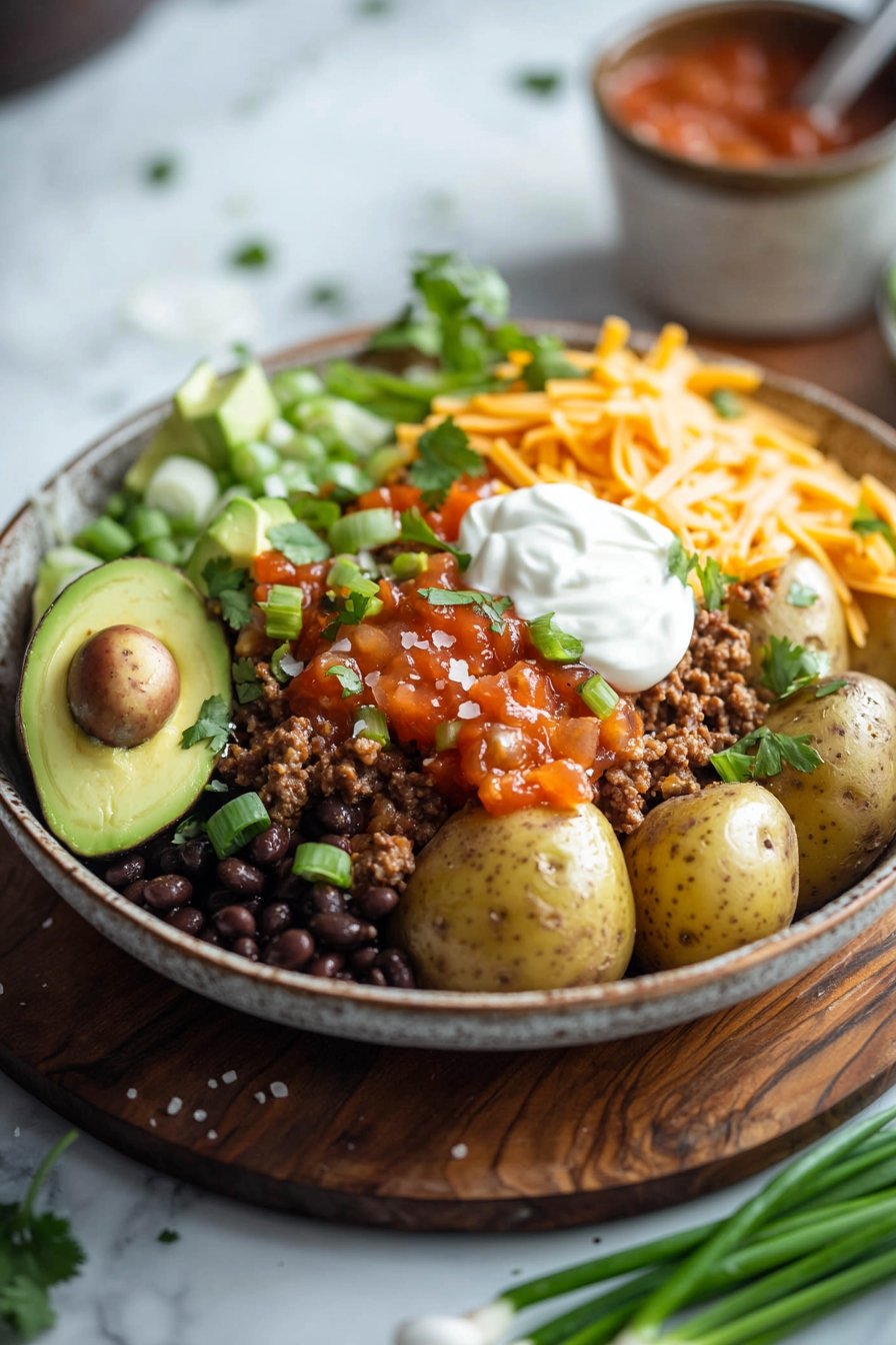 Loaded Beef Taco Potato Bowl