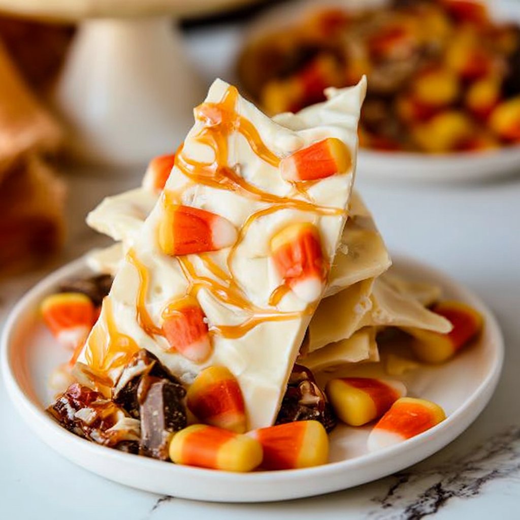 Halloween White Chocolate Candy Corn Bark