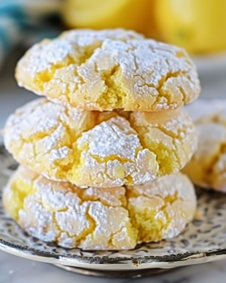 Lemon Crinkle Cake Mix Cookies