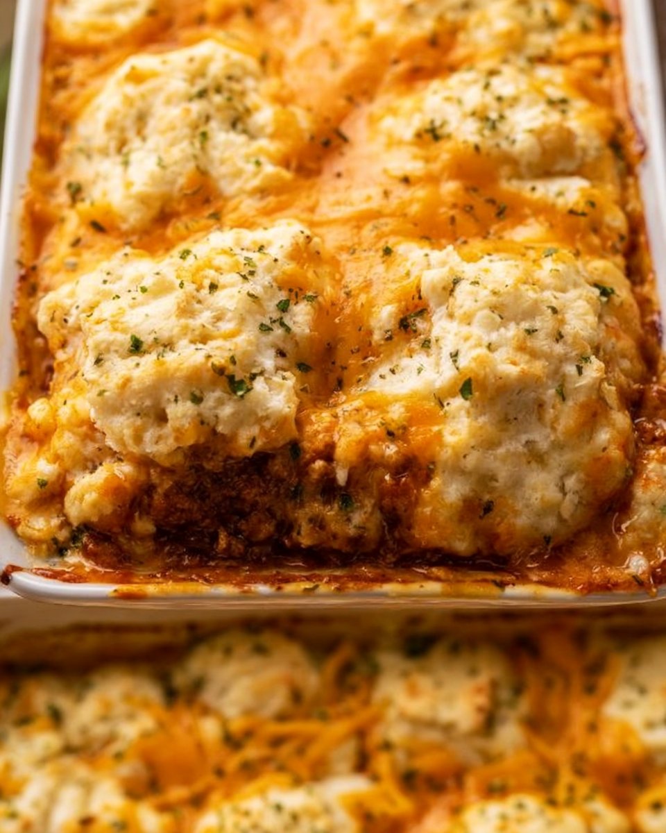 Sloppy Joe Cheddar Bay Biscuit Casserole